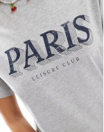 Cotton On oversized t-shirt in grey marl with Paris graphic