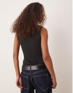 sveless modal button tank in black