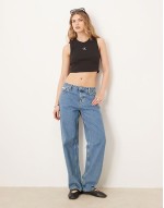 rib tank top in black