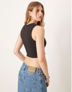 rib tank top in black