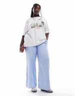 Curve oversized t-shirt with Iceland print in ice marl