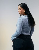 Curve burn out long sve top in acid wash grey