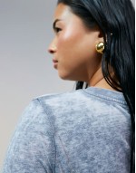 Curve burn out long sve top in acid wash grey
