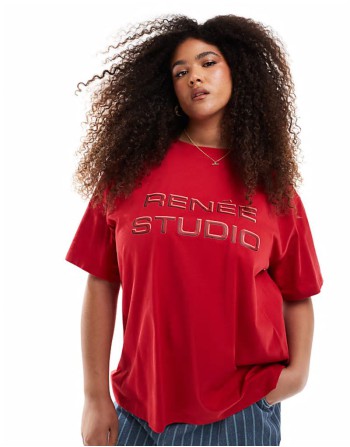 Plus exclusive embossed logo t-shirt in red