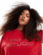 Plus exclusive embossed logo t-shirt in red