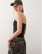 halter top with piping detail in black