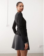 Nico burnout long sve mesh top in black