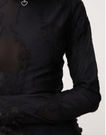 Nico burnout long sve mesh top in black