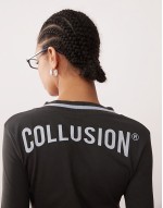 v neck ribbed body suit with branding