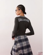 v neck ribbed body suit with branding