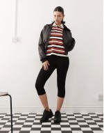 long sve collared rugby polo top in red stripe