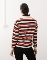 long sve collared rugby polo top in red stripe