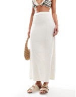 linen back split maxi skirt in stone