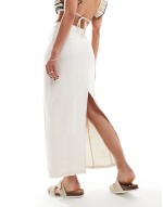 linen back split maxi skirt in stone