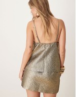 micro mini skort co-ord in metallic gold