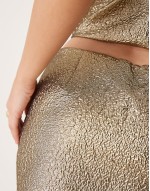 micro mini skort co-ord in metallic gold