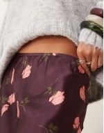 DEISGN satin bias maxi skirt in burgundy rose print