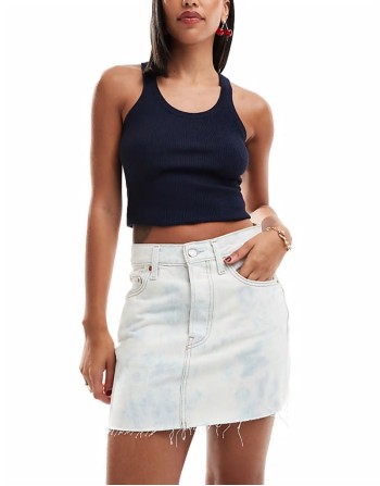 icon vintage denim skirt in bleach blue