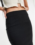 Tall high waist tailored midi pencil skirt in black