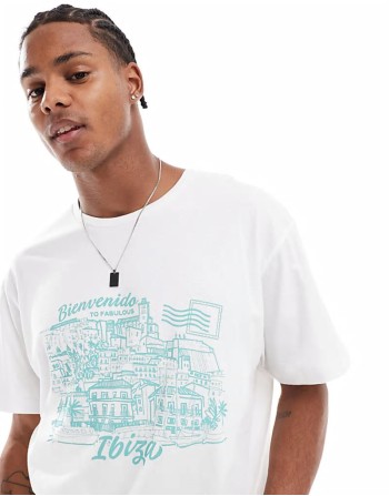 40% New oversized t-shirt with Ibiza print in white
