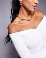ruched front  bodysuit in white