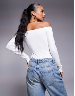 ruched front  bodysuit in white