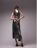 asymmetric metallic cut out midi dress in silver
