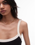 tipped contrast rib mini dress in black and white