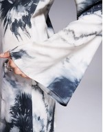 slash neck biased mini in blow up floral print