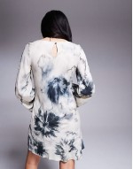 slash neck biased mini in blow up floral print