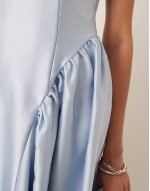 drop hem midi dress in powder blue
