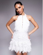 sveless lace mini dress in white