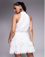 sveless lace mini dress in white