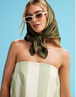 lantern mini dress in sage and white stripe
