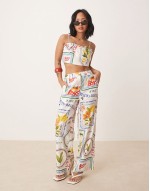 co-ord in postcard print