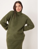 Premium knitted skirt and jumper co-ord in khaki