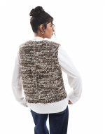 twist yarn knitted waistcoat in chocolate